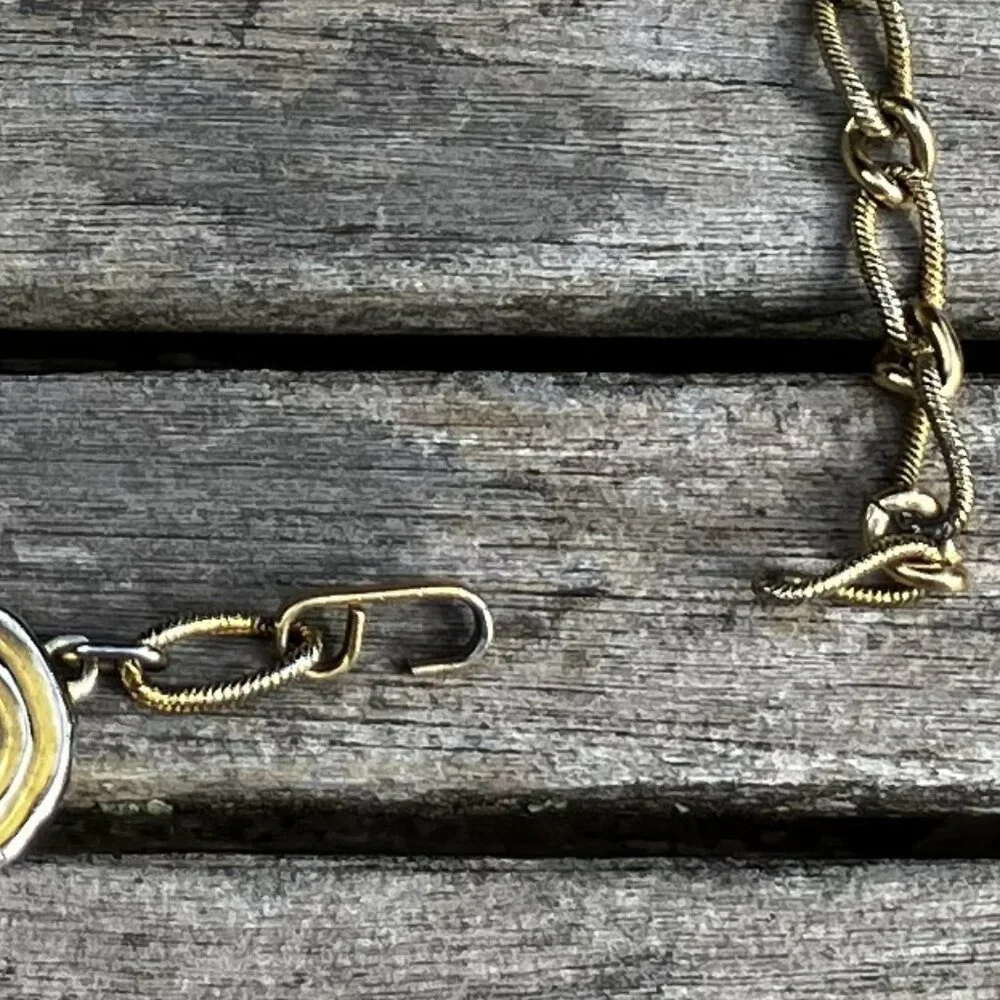 🌟Vintage Gold-Tone Chain Link and Swirl Disc Belt or Necklace